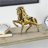 Gold Ceramic Horse Prancing Sculpture - 12" X 4" X 12"