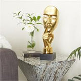 17 "Gold Porcelain Mask Quiet Gesture Sculpture