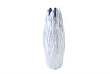 White Ceramic Marbled Vase with Angled Edge Opening - 7" X 7" X 21"
