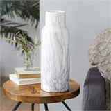 White Ceramic Faux Marble Vase - 6" X 6" X 15"