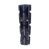 Teal Ceramic Faceted Decorative Vase with Gold Accents