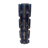 Teal Ceramic Faceted Decorative Vase with Gold Accents