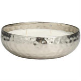 Silver Metal White Sage Scented Hammered 20 oz 3 Wick Candle with White Wax, 7" x 7" x 2"