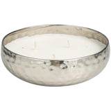 Silver Metal White Sage Scented Hammered 20 oz 3 Wick Candle with White Wax, 7" x 7" x 2"