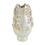 Cream Ceramic Floral 3D Vase with Iridescent Glaze