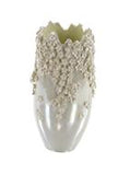 Cream Ceramic Floral 3D Vase with Iridescent Glaze