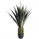 Green Faux Foliage Agave Artificial Tree with Black Pot, 27" x 27" x 47"