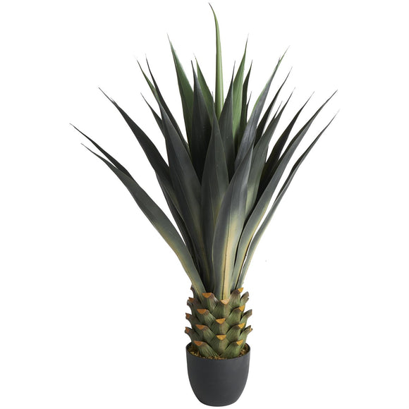 Green Faux Foliage Agave Artificial Tree with Black Pot, 27