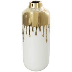 White Ceramic Vase with Abstract Gold Melting Drips - 5