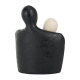 Modern Abstract Couple Sculpture – Black & Ivory Embrace Statue