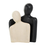 Modern Abstract Couple Sculpture – Black & Ivory Embrace Statue