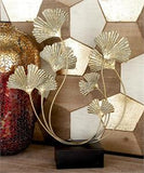 Gold Metal Floral Curved Sculpture, 18" x 6" x 22"