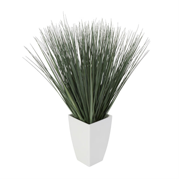 Green Faux Foliage Artificial Plant with White Plastic Pot - 19