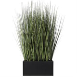 Green Faux Foliage Onion Grass Artificial Plant with Black Rectangular Plastic Pot -  13" X 10" X 18"