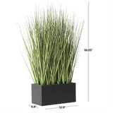 Green Faux Foliage Onion Grass Artificial Plant with Black Rectangular Plastic Pot -  13" X 10" X 18"