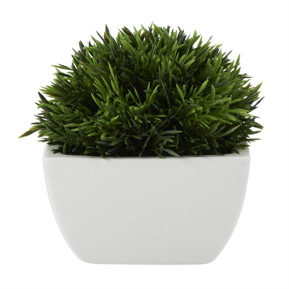 Green Faux Foliage Artificial Plant with White Ceramic Pot -  7