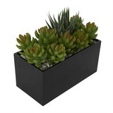 Green Faux Foliage Artificial Plant with Black Melamine Pot -  8" X 5" X 7"