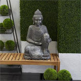 Silver Magnesium Oxide Buddha Indoor Outdoor Meditating Garden Sculpture