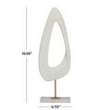 White Polystone Abstract Cut- Out Sculpture with Marble Stand - Home Decor