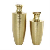 Gold Aluminum Brushed Textured Vase Set of 2