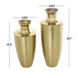 Gold Aluminum Brushed Textured Vase Set of 2