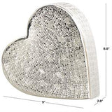Silver Aluminum Heart Slanted Sculpture with Cube Textured Exterior - 9" X 3" X 9"