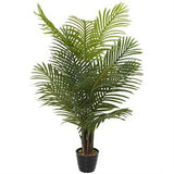 Green Faux Foliage Areca Palm Artificial Plant with Black Fluted Pot - 32" X 32" X 43"