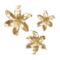 Gold Polystone Floral 3D Wall Decor, Set of 3 - Wall Decor