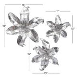 Silver Polystone Floral 3D Wall Decor, Set of 3 - Wall Decor