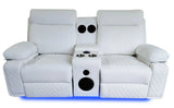 Baltimore White Power Recliner Sofa Set – LED Lights & Built-In Speakers