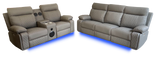 Baltimore Grey Power Recliner Sofa Set – LED Lights & Built-In Speakers