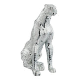 Boli Sitting Panther Sculpture // Glass And Chrome - Home Decor