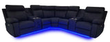 Chicago Black Power Reclining Sectional Sofa – LED Lights & Speakers