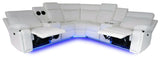 Chicago White Power Reclining Sectional Sofa – LED Lights & Speakers