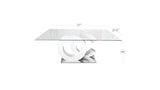 Brunella Modern Glass Coffee Table – White Gloss & Chrome