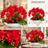 Luxury Red Orchid Artificial Floral Arrangement in White Vase – 23”