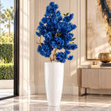 Luxury Blue Blossom Floral Arrangement in Tall White Vase – 80"