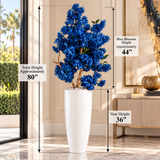 Luxury Blue Blossom Floral Arrangement in Tall White Vase – 80"