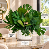Luxury Tropical Greenery Arrangement in White Ceramic Vase – 30"