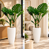 Decorative Monstera Plant in 24" White Planter