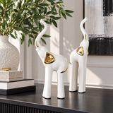 Elegant White & Gold Elephant Figurines – Set of 2