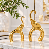 Modern Gold Elephant Sculptures – Set of 2 | Luxury Home Decor
