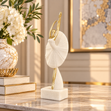 Elegant Gold & Ivory Ballerina Sculpture – Modern Decorative Figurine