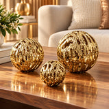 Gold Aluminum Metal Abstract Metallic Cutout Orbs & Vase Filler Set of 3