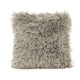 Beige Ribbon Shaggy Throw Pillow