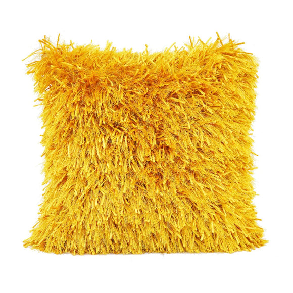 Yellow Ribbon Shaggy Throw Pillow