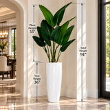 Faux Bird of Paradise Arrangement in Tall Textured White Vase
