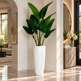 Faux Bird of Paradise Arrangement in Tall Textured White Vase