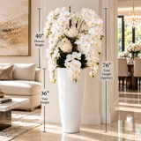 Luxury White Orchid & Protea Arrangement in Tall White Vase