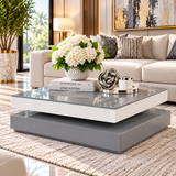 Anna Modern Rotating Coffee Table – High Gloss Gray & White